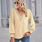 V-Neck Eyelet Flounce Sleeve Blouse
