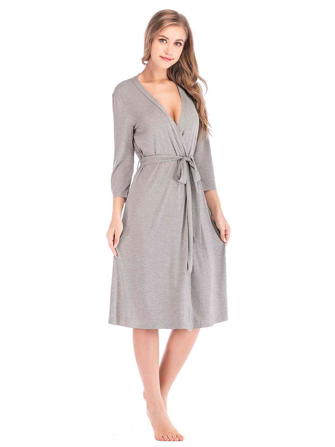 Full Size Plunge Tie Front Night Dress