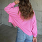 Love Cozy Stuff Ribbed Collared Neck Button Up Jacket