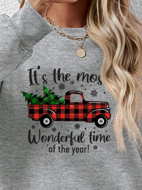 CHRISTMAS THEMED Graphic Round Neck Long Sleeve Sweatshirt