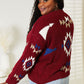 HEYSON Wine Full Size Aztec Soft Fuzzy Sweater