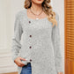 Decorative Button Square Neck T-Shirt