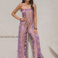 Tied Printed Tube Wide Leg Jumpsuit
