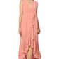 CGYY Valencia Polka Dot Ruffled Plunge Sleeveless Maxi Dress