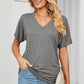 Ruched V-Neck Short Sleeve T-Shirt
