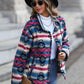 Geometric Button Down Dropped Shoulder Jacket