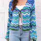 Striped Openwork Tied Cardigan