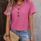Eyelet Notched Short Sleeve T-Shirt