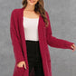 Pocketed Open Front Long Sleeve Cardigan