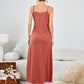 Brick Red Scoop Neck Spaghetti Strap Night Dress