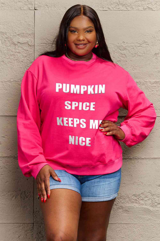 Simply Love SEASONAL Full Size Pumpkin Spice Letter Graphic Sweatshirt