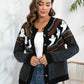 Black Halloween Full Size Ghost Button Up Long Sleeve Cardigan