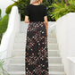 Full Size Printed Round Neck Short Sleeve Maxi Dress