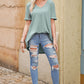 Women's Short Sleeved V-Neck Dropped Shoulder Tunic Top
