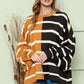 Adriana & Bae Striped Dropped Shoulder Round Neck Blouse