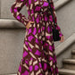 Printed Tied Pocketed Lantern Sleeve Dress
