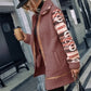 Geometric Zip-Up Collared Sherpa Jacket