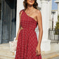 Women's Grid One-Shoulder Tied Cutout Dress