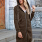 Full Size Zip-Up Longline Hoodie with Pockets