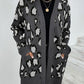 Leopard Open Front Dropped Shoulder Cardigan
