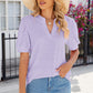 Eyelet Notched Puff Sleeve T-Shirt