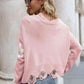 Flower Distressed Long Sleeve Sweater