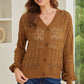 Full Size Openwork V-Neck Cardigan