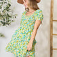 Double Take Smocked Scoop Neck Flounce Sleeve Mini Dress