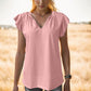 Ruffled Notched Cap Sleeve Tank