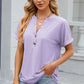 Eyelet Notched Short Sleeve T-Shirt