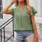 Notched Cap Sleeve T-Shirt