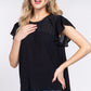 ACTIVE BASIC Ruffle Short Sleeve Crochet Blouse