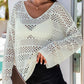 Full Size Openwork V-Neck Long Sleeve Knit Top