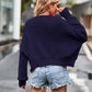 Dropped Shoulder Round Neck Long Sleeve Knit Top