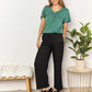 Full Size Double Take Ruched V-Neck Short Sleeve T-Shirt