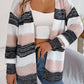 SocialBee Openwork Striped Open Front Cardigan