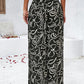 Smocked Printed Wide Leg Pants with Pockets