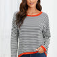 Striped Round Neck Drop Shoulder T-Shirt
