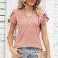 Eyelet Notched Petal Sleeve Blouse