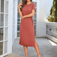 BAYSIDE Round Neck Short Sleeve Slit Dress