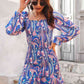 Abstract Print Square Neck Smocked Dress