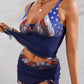 Women's Full Size US Flag Drawstring Detail Two-Piece Swimsuit