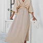 Slit Tied V-Neck Three-Quarter Sleeve Dress