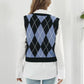 SoGoth Skull Geometric V-Neck Black Sweater Vest