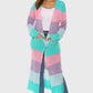 Color Block Long Sleeve Pocketed Cardigan