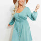 Full Size Scoop Neck Empire Waist Long Sleeve Mini Dress