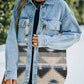 Full Size Collared Neck Dropped Shoulder Denim Jacket
