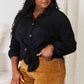 Double Take Waffle-Knit Collared Neck Dropped Shoulder Shirt