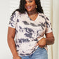 Double Take Peach Full Size Tie-Dye V-Neck T-Shirt