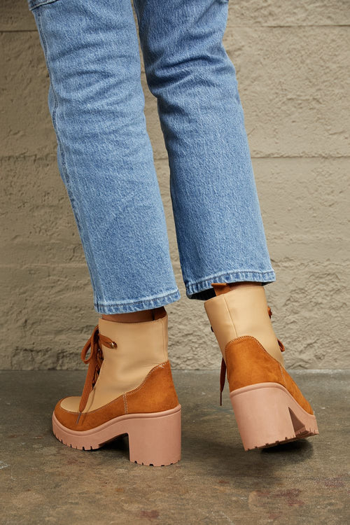 East Lion Corp Lace Up Tan Lug Boots *